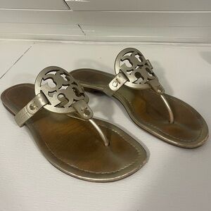 100% Authentic Tory Bruch Miller Metallic Sandal in Spark Gold